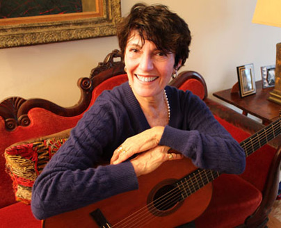Helen Bates with her guitar, New York City, 2012